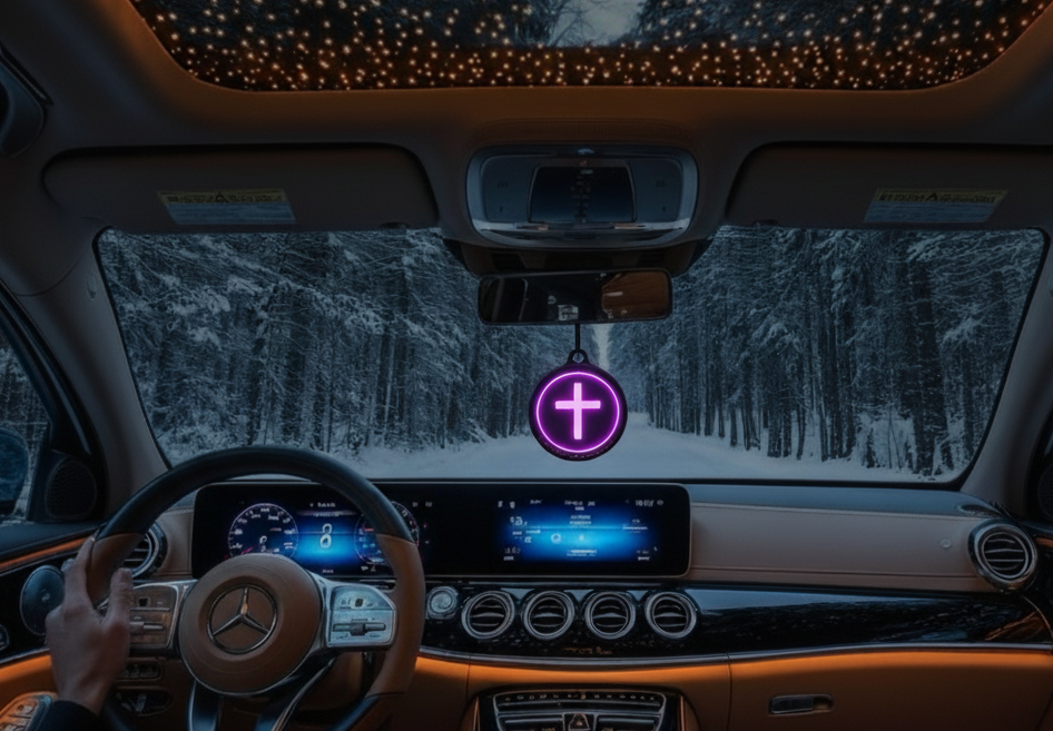 cross car light rearview mirror pendant